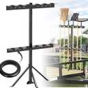 Utility Trailer Tool Rack, Shovel Rack for Truck, Rake Shovel Holder Landscape Hand Tool Accessories for Trailer Truck with 6 Rubber Holes with Brackets, Black