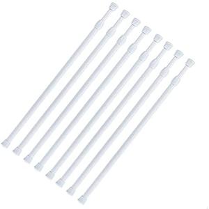 Tension Rods 28 to 48 Inches 8 Pack Spring Tension Rods,Adjustable Extension Spring Rods Closet Rod Cupboard Bars Thin Tension Curtain Rod for Windows,Kitchen, Bathroom,Cupboard,Wardrobe (WHITE)