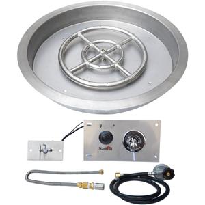 Stanbroil 19 Inch Drop-in Round Fire Pit Kit with Spark Ignition Kit, Propane Gas Version, 304 Stainless Steel, 22"D x 22"W x 2"H