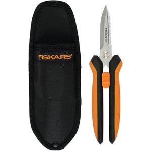 Fiskars Pruning Shears for Gardening, Multipurpose 8" Garden Shears with Sheath and SoftGrip Handle, Great for cutting Nursery Pots, Bags, and Wire