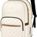 MATEIN Lightweight School Backpack for Women, 15.6 Inch Laptop Backpack | Slim Design, Fashion Teacher Nurse Bag, with Leather Handles, Casual Daypack Perfect, for Work and Commute, Beige