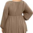 Womens Plus Size Tops Long Sleeve Twist Knot V Neck Shirts Casual Loose Tunic Blouse Fall and Winter (XXXL)