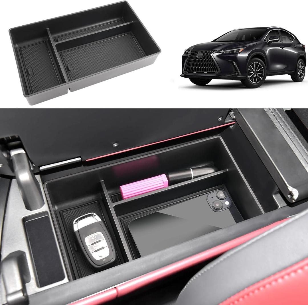 2022 2023 2024 2025 2026 NX 250/350/350h/450h+ Center Console Organizer for Lexus NX, Durable ABS Plastic&Anti-slip Rubber Console Armrest Tray Insert 2026 2025 NX250/350/350h/450h+ Accessories