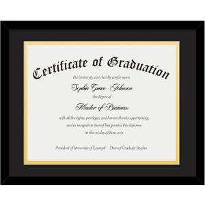 JCJMY 8.5x11 Diploma Certificate Frame with Black & Gold Double Mat, Display 8.5x11 Certificate with Mat or 11x14 without Mat, Degree Document Frame