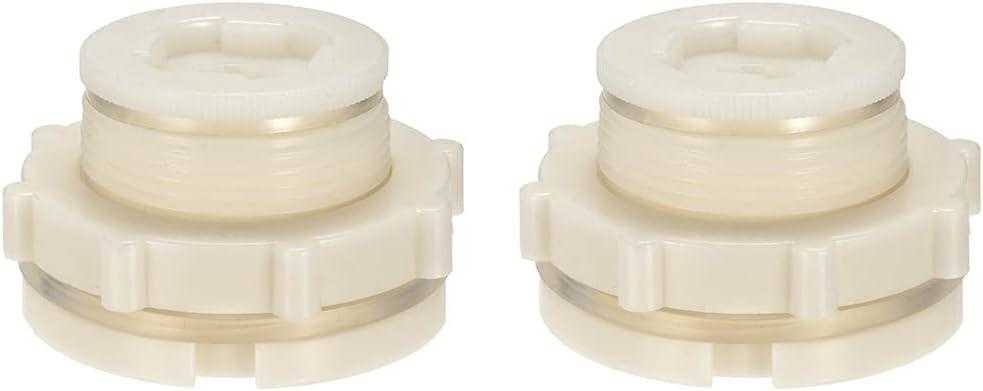 1.25" Female ABS Bulkhead Fitting, Plastic Water Tank Connector Adapter Fitting with Plugs for Outdoor rain Barrel Garden Hose Adapter Spigot kit Water Tank Gallon Drain Bucket(Set of 2)