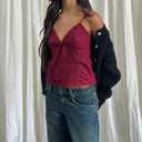 Women Teens Cute Babydoll Tops Y2k Floral Lace Trim Camisole Ruffle Tank Top Summer Flowy Peplum Top Streetwear (S)