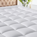 Queen Size Mattress Pad - Cooling Breathable Mattress Topper, Quilted Fitted Mattress Protector, Pillow Top Mattress Cover with 8-21" Deep Pocket, Soft, Machine Washable, White, 60x80 Inches