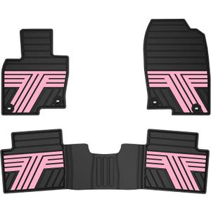 TTX LIGHTING Rubber Floor Mats for Mazda CX-5 2017-2025 | All Weather Heavy Duty Custom Fit Car Liners, 1st & 2nd Row, Black & Pink