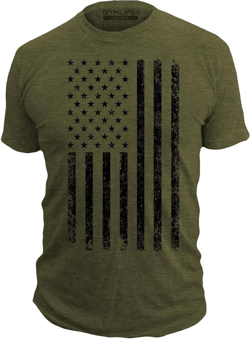 Gym Life Men's American Flag Athletic Performance Short Sleeve Workout T-Shirt, Olive Green (Green, XXXL) Gym Life Men's American Flag Athletic Performance Short Sleeve Workout T-Shirt, Olive Green (Green, XXXL)