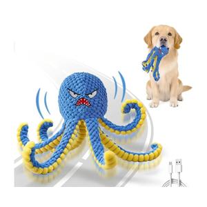 Interactive Dog Toys Octopus,Durable Automatic Jumping Dog Toy to Keep Them Busy,Squeaky Moving Tug of War Doggie Toy,USB Rechargeable,Not for Aggressive Chewers (Blue)