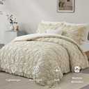 BEDAZZLED King Size Comforter Sets, Beige Bedding Comforter Set, 3 Pieces Pinch Pleat Bedding Sets with Comforter and Pillowcases Soft Farmhouse Shabby Chic Comforter for All Season