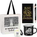 Jetec Set of 5 Book Lovers Gifts for Reader Include Canvas Tote Bag Journal Notebook with Ballpoint Pen Enamel Mug Scented Candle for Teens Librarian Bookish Author(Black)