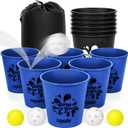 ropoda Giant Yard Pong,Yard Games with Durable Buckets and Balls, Outdoor Game with Carry Bag for The Beach,Lawn, Great Gift Choice for FamiliesBlue and Black (Large)