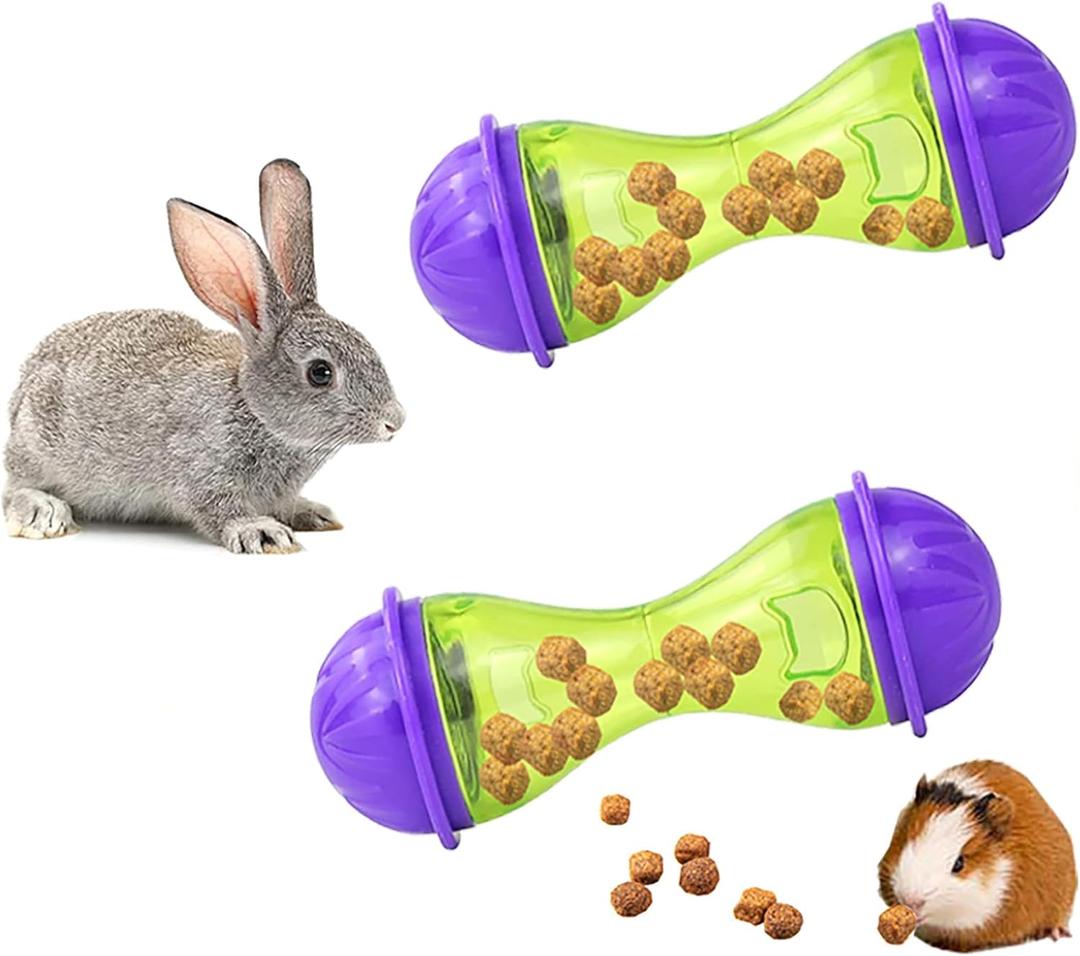 2Pcs Rabbit Treat Ball Interactive Bunny Toys Food Dispensing Guinea Pig Toys Slow Feeder for Rabbits, Guinea Pigs, Reptile
