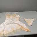 Lilosy Sexy Silk Lace Up Backless Satin Applique Floral Lace Babydoll Lingerie Dress with Tong 2 Piece BEige, XS