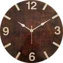 Orbit Original Design Modern Minimalist Mid Century Style Silent, 3D Walnut Wood Clock face for Home, Living Room, Kitchen, Office, Handcrafted, Non-Printed, No Sticker