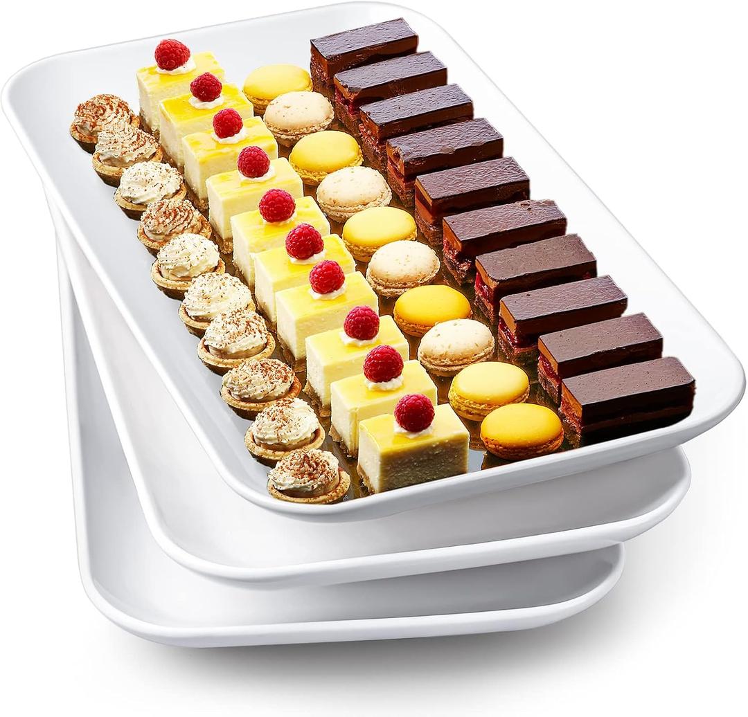 Large Serving Platter Set, Delling 16 inch Large Serving Tray, White Porcelain Platters for Serving Food, Large Serving Trays for Party, Entertaining, Fruit, Appetizer, Oven Safe Dinnerware Set of 3