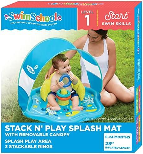 SwimSchool Infant Baby Pool Floats, Free Swimming, Super Buoyant – Ages 6-24 Months – Multiple Colors/Styles – Adjustable Canopies and Seats, Splash & Play Baby Floaties