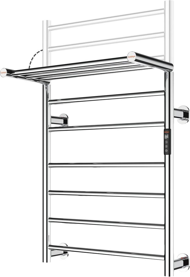Foldable Heated Towel Rack, Smart Dual-Zone App & Voice Control Electric Towel Warmer Rack, GFCI Plug-in/Hardwired, Wall-Mounted, Drill-Free Install, Chrome, CA3-900X550-Pro-C