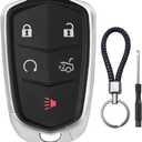 Key Fob Case for Cadillac XTS XT4 XT5 XT6 ATS ATS-v SRX CT6 CTS 2014 2015 2016 2017 2018 2019 2020 2021 2022 2023 HYQ2AB HYQ2EB 5 Button Pad Cover Keyless Entry Remote Car Key Fob Shell Replacement