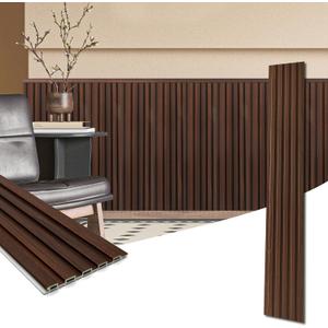 Art3d 48 x 6 in WPC Wood Slat Wall Panels, 3D Wall Accents, 16-Pack, Walnut