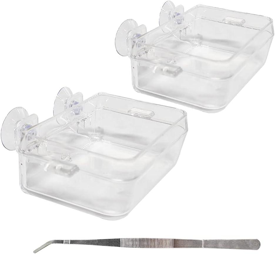 Chameleon Bowl and a Reptile Feeding Tongs 2pcs Feeder and Water Cups with Suction for Iguana Lizard Gecko Worm