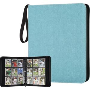 GERMUN 9 Pocket Card Binder, Premium Zip Trading Card Binder, 720 Double Sided Pocket PU Card Collection Binder, Collector Card Album, Card Folder for MTG, TCG, Sports Cards, Game Cards (Lake Blue)