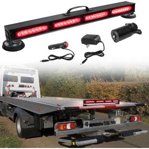 Wireless Tow Light Bar, Trailer Light Bar with 7 Pin Round Transmitter, Magnetic Base, Brake/Turn Signal Emergency LED Light Bar for Truck Roadblock Cars, Rechargeable Battery Powered, 23 in