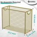 Hanging File Organizer, Letter-Size File Holder Filing Box with 5 Hanging Folders, Metal Mesh Desk File Folder Storage(No Assembly Required) (Gold)