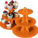 YLDW Cupcake Stand, 3-Tier Cupcake Stand Display, Cardboard Cup Cake Tower Stand, Disposable Dessert Stand for Birthday Tea Party Baby Shower Treat Decorations, Orange