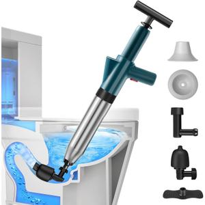 TheElves Toilet Plunger Heavy Duty, Electric High Pressure Toilet Clog Remover Tool, Powerful Bathroom Plunger for Drain Cleaning - Green