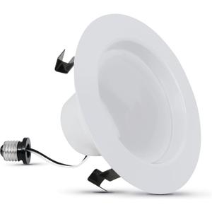Feit Electric 4 inch LED Recessed Lighting Retrofit Downlight - Pre-Mounted Trim - Standard Base Adapter - 3000K Bright White - Dimmable- 75W Equivalent - High Output - 1 Pack - LEDR4HO/930CA