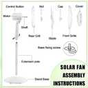 Blosssound 16 Inch Portable Solar Floor Fan Rechargeable Oscillating Standing Pedestal Fan with Solar Panel, 12000mah Battery, Two Charging Methods, 3 Speeds for Home Office Outdoor, Black