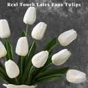 2 x Yastouay 12-Pack White Tulips Artificial Flowers, Real Touch Latex Faux Tulips with Large Full Buds, Lifelike Vibrant Fake Tulips Bouquet for Spring Wedding Home Dcor, Table & Party Centerpiece