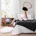 UGG Nita Throw Blanket for Bed, Soft Reversible Plush Throw for Couch and Living Room, Cozy Fluffy Blanket, Washable Bedding, Home Decor, 50-inch x 70-inch, Charcoal Grey