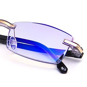 LUFF Reading Glasses Hd Anti-Blue Diamond Cut Edge Frameless Reading Glasses for mens(4.0X)