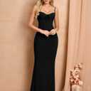 KUTUMAI Corset Bodycon Maxi Long Formal Wedding Guest Dresses for Women (Black, L)