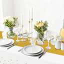 Smiry Plastic Table Cloth Disposable 5 Pack, 54 x 108 Inch Rectangle Waterproof Tablecloth, Printed Gold Table Runner Style for Birthday Weeding, Party Decorations, Leakproof & Sturdy, White and Gold