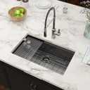 Black Undermount Kitchen Sink 30 Inch Stainless Steel Workstation Kitchen Sinks Single Bowl Gunmetal Black Nano PVD 16 Gague Handmade Large Deep Sinks, 30"x19"x9"