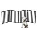 Pet Gate - 4-Panel Indoor Foldable Dog Fence for Stairs, Hallways, or Doorways - 72x24-Inch Wood Freestanding Dog Gates by PETMAKER (Black)