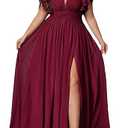VOUIAO Women Plus Size Bridesmaid Dresses Sequin Summer Maxi Dress A Line Wedding Guest Prom Evening Party Cocktail Gown, 3XL, #1 Burgundy
