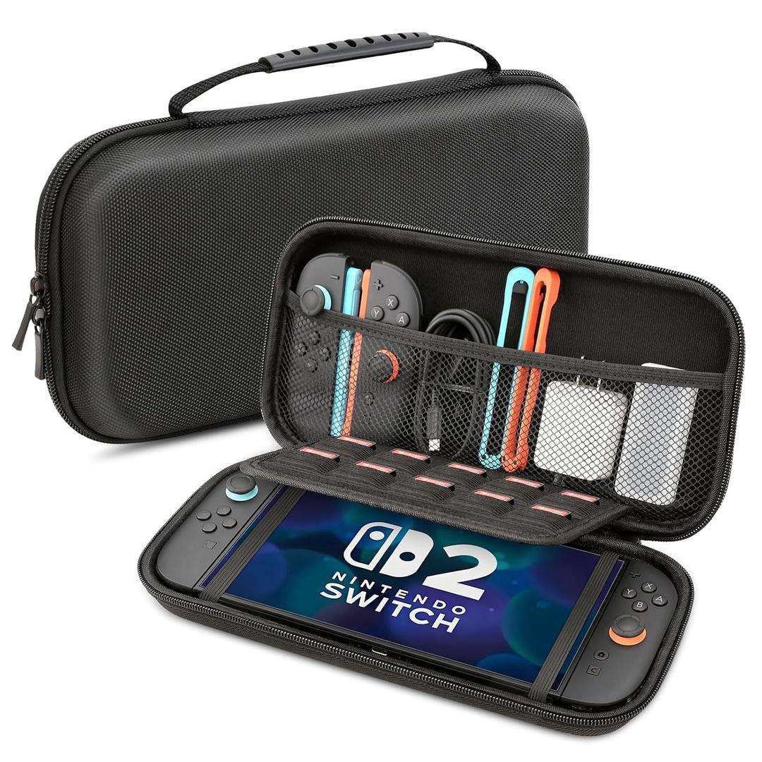 Arctiiro for Nintendo Switch 2 Carrying Case and 2 Screen Protector [2025 Upgrade]  Slim Hard Travel Case with Storage Pouch, Game Card Slots, Thumb Grip Caps for Switch 2 Accessories