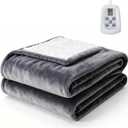 Sweetcrispy Heated Blanket Twin Size, 62''x84'' Heating Electric Blanket with 10 Heat Levels and Auto-Off, Washable Dual-Sided Flannel & Sherpa Fabric Electric Blanket Warmer ETL Certificated