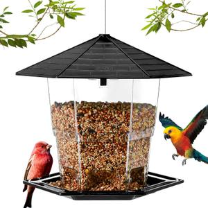 Jealoeur Bird Feeders for Outdoors Hanging Bird Feeder Wild Birds Seed, Black