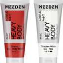 MEEDEN Acrylic Paint Scarlet Red: Bundled with Titanium White Color - 100ml/3.38oz x 2 Bulk Heavy Body Acrylic Paint Tubes for Art Craft Painting