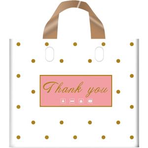 MLAFLY Thank You Bags - 50 Pack Plastic Bulk Merchandise Bags for Small Business, Retail, Parties, Favors & Goody Bags (Polka Dot - XLarge (16"x18"))