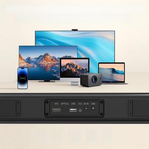 TV Surrounds Sound Bar Subwoofer, Home Theater Surround Sounds Bar, Sound Bars Bluetooth Surround Speakers 50W 2.1ch HDMI AUX OPT Home Audio Surrounds Sounds System TV PC Game Music/ Movie/ News, Black