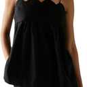 Women 2 Piece Casual Lounge Set Sleeveless Strappy Tie Back Cami Top Wide Leg Shorts 2Pcs Summer Pj Set Beachwear (Medium, Black)