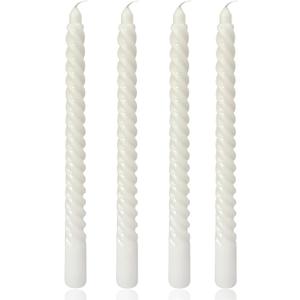 White Spiral Taper Candles for Home Decoration, 4 Pack 10 Inch Candlesticks for Dinner Party Holiday Birthday Celebration, Dripless and Smokeless
