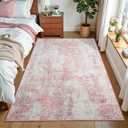 4x6 Pink Washable Area Rug for Living Room Bedroom, Modern Abstract Non-Slip Rugs, Low Pile Soft Stain Resistant Carpet for Dining Room, Kitchen, Office, Dorm, Bedside Decor